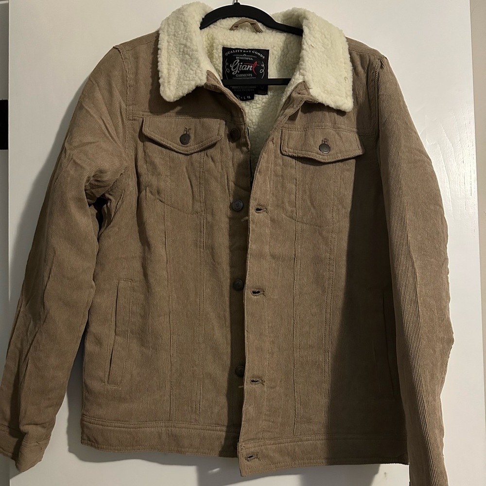 Men's Tan Corduroy Jacket with Sherpa Lining